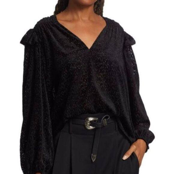 TANYA TAYLOR Lucy Devore Pullover Top Size L - Picture 2 of 5